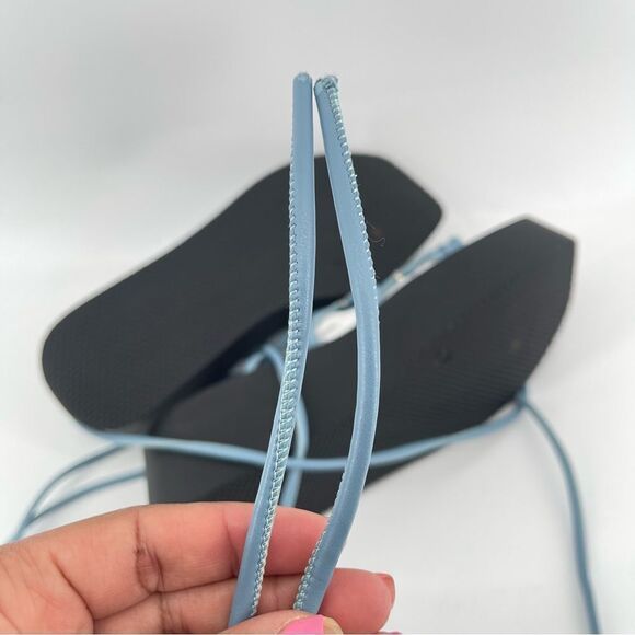 Free People Georgie Blue Wrap Gladiator Platform Open Toe Wedge Sandals Size 9 - Picture 13 of 16